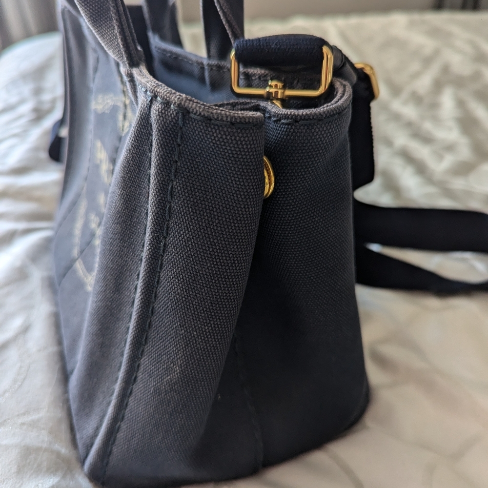 Prada navy blue canapa tote - Picture 4 of 10